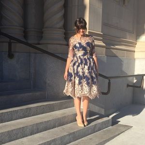 Chi Chi London Premium Lace Bardot dress